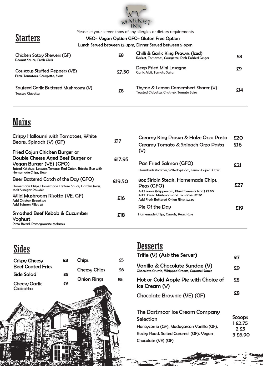 The Market Inn Dinner Menu